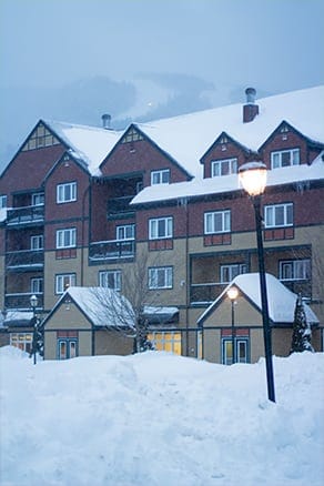 Jordan Hotel at Sunday River, Maine in the snow