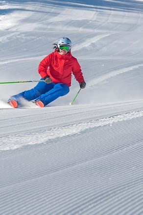 Skier on corduroy