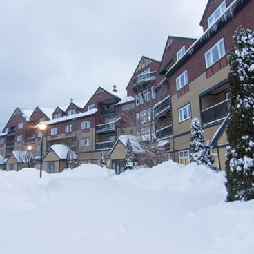The Jordan Hotel after a fresh snowfall at Sunday River, Maine