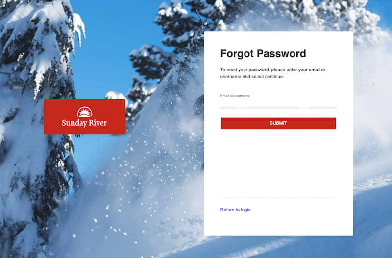 Forgot your password page