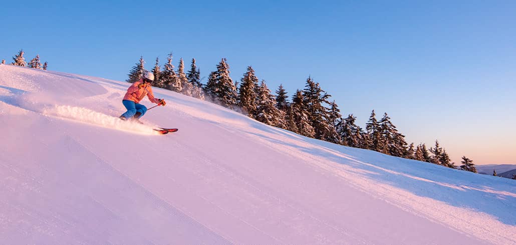 skier at sunrise