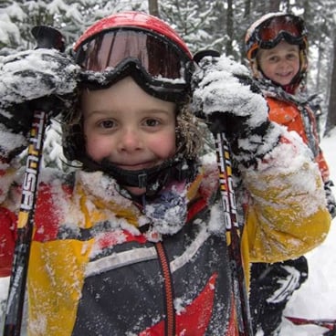 Snow-covered kids