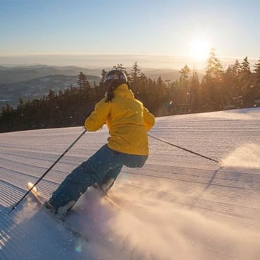 skier with sunshine